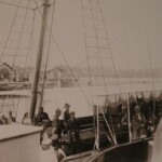 Императорская яхта "Александрия" в Ново-Петерговской гавани. Император Николай II принимает немецкую делегацию.
