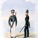 Обер-офицер в виц-мундире и матрос Гвардейского экипажа. 1817-1823 гг